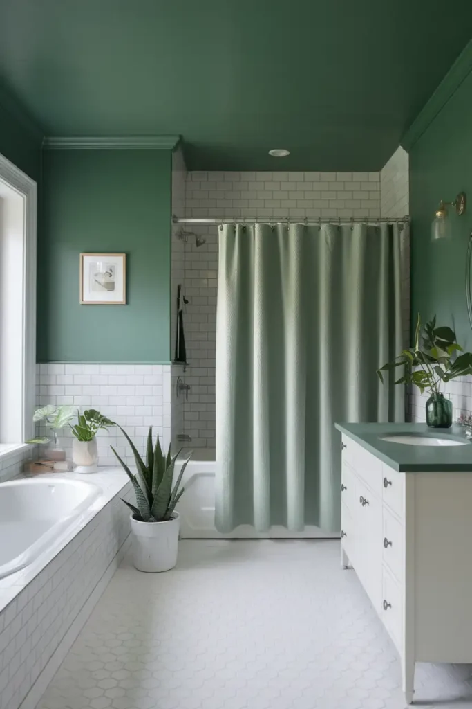 Eucalyptus Green-calming paint colors for a relaxing bathroom