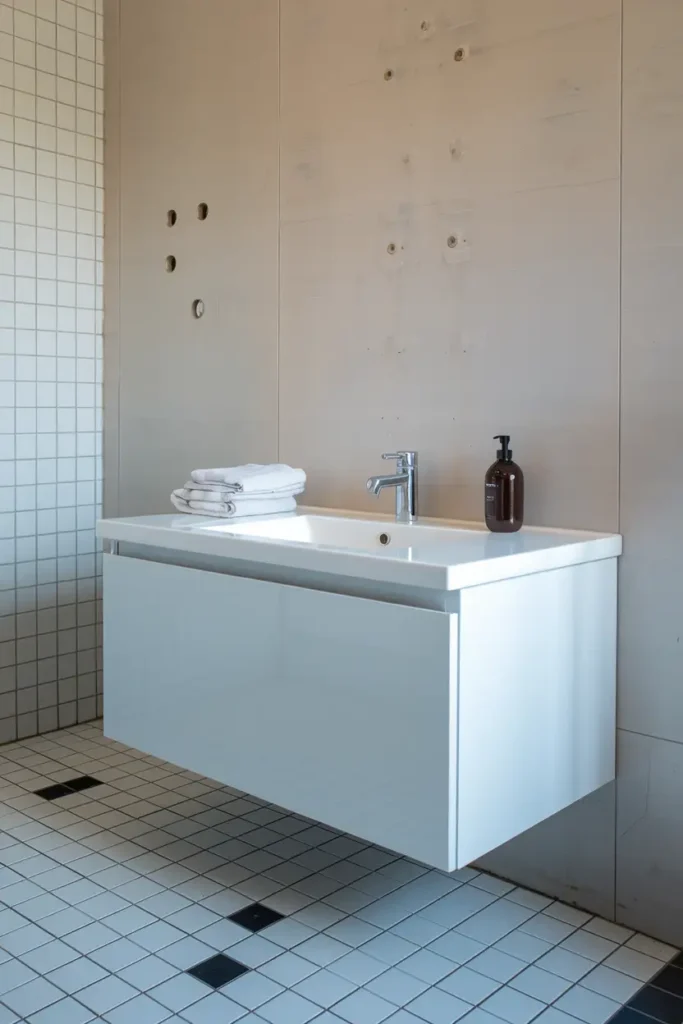 Floating Bathroom Cabinets for an Open Space