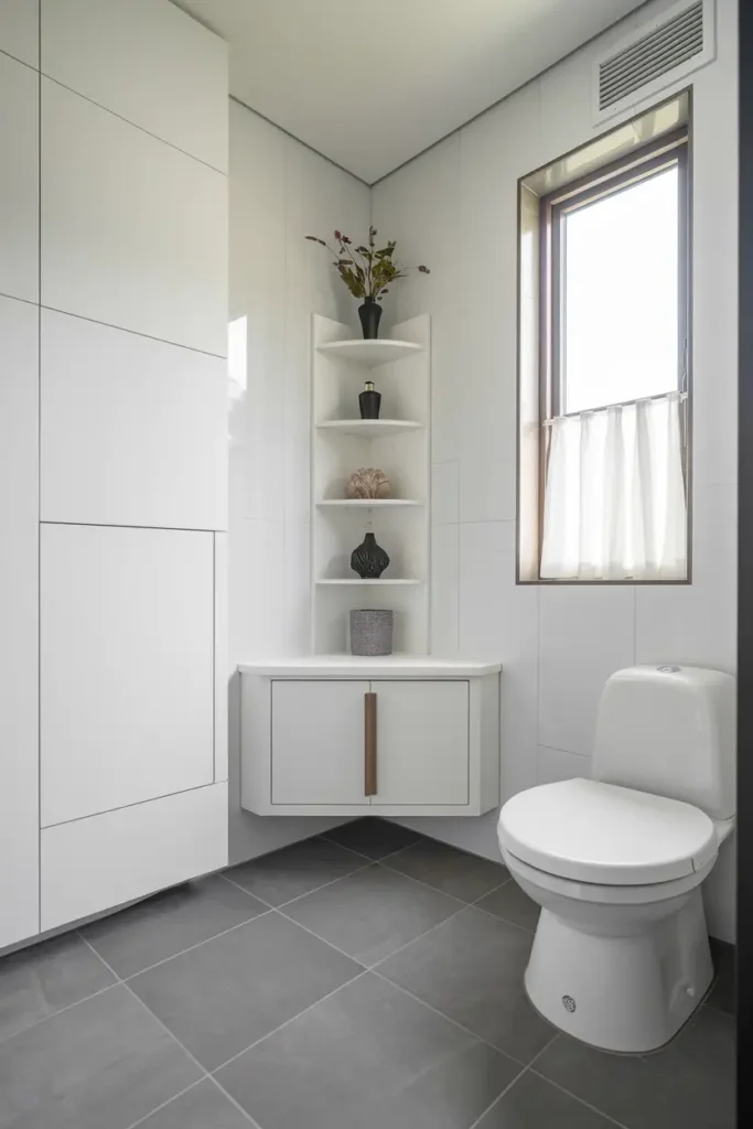 Floating Corner Cabinets for Compact Bathrooms