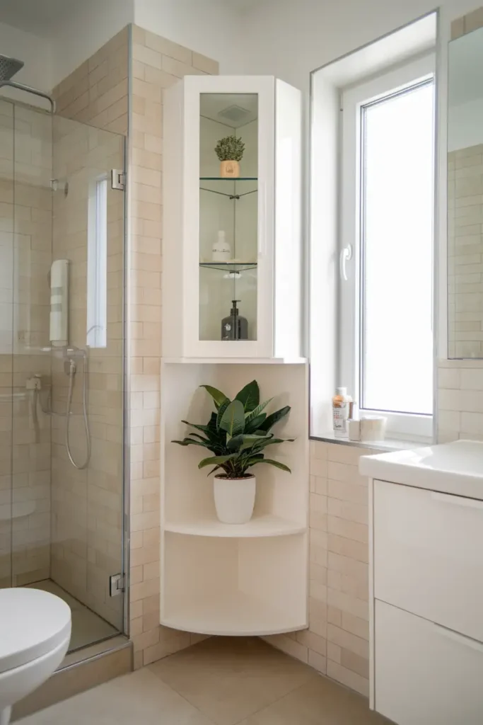Floating Corner Cabinets for Compact Bathrooms-modern bathroom cabinet ideas
