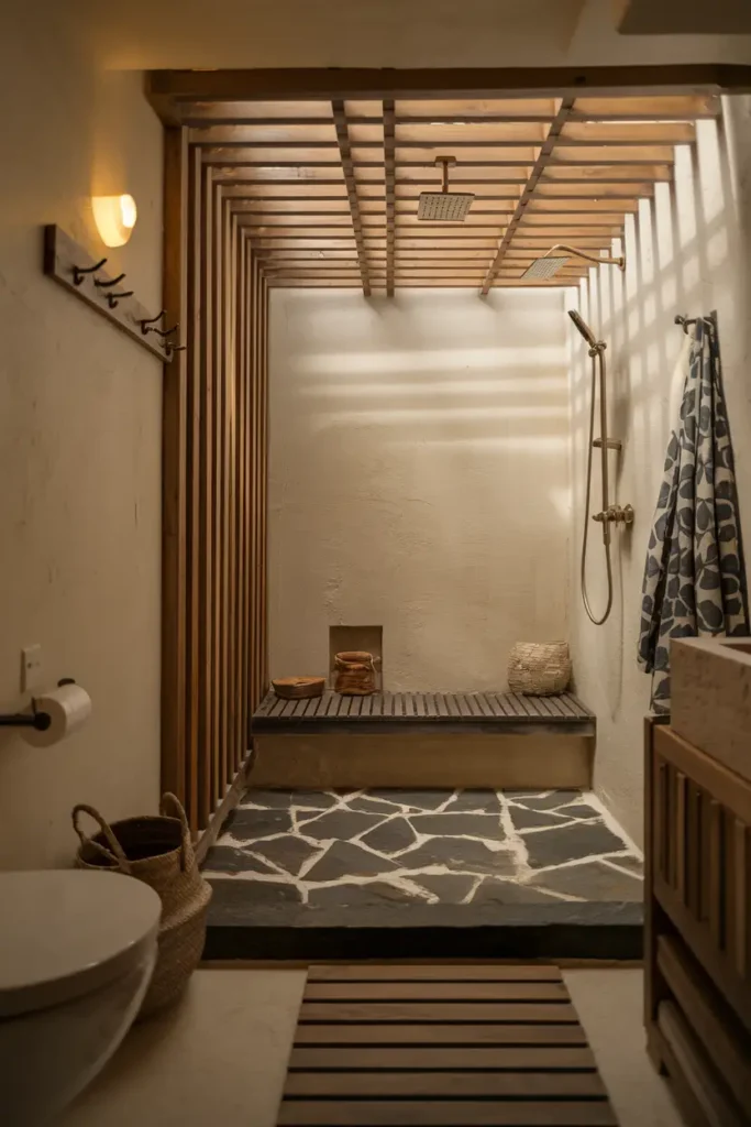 Incorporate Natural Textures-japandi style bathroom idea