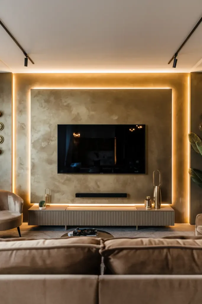 Sophisticated Black and Textured TV Wall