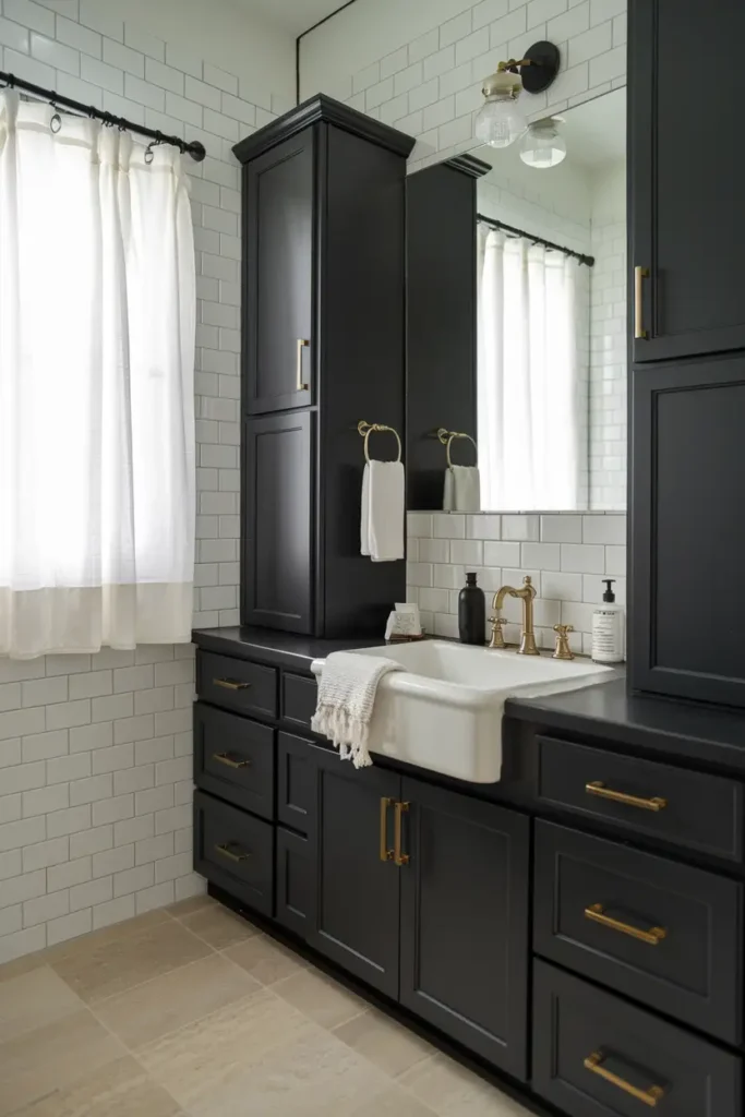Matte Black Cabinets for Bold Drama-modern bathroom cabinet ideas