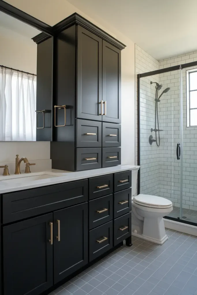 Matte Black Cabinets-modern bathroom cabinet ideas