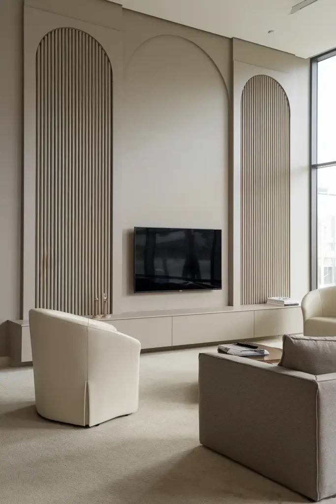 Minimalist TV Wall with Fluted Details