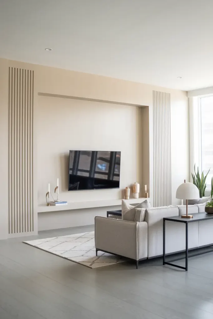 Minimalist TV Wall with Fluted Details-modern living room tv wall ideas