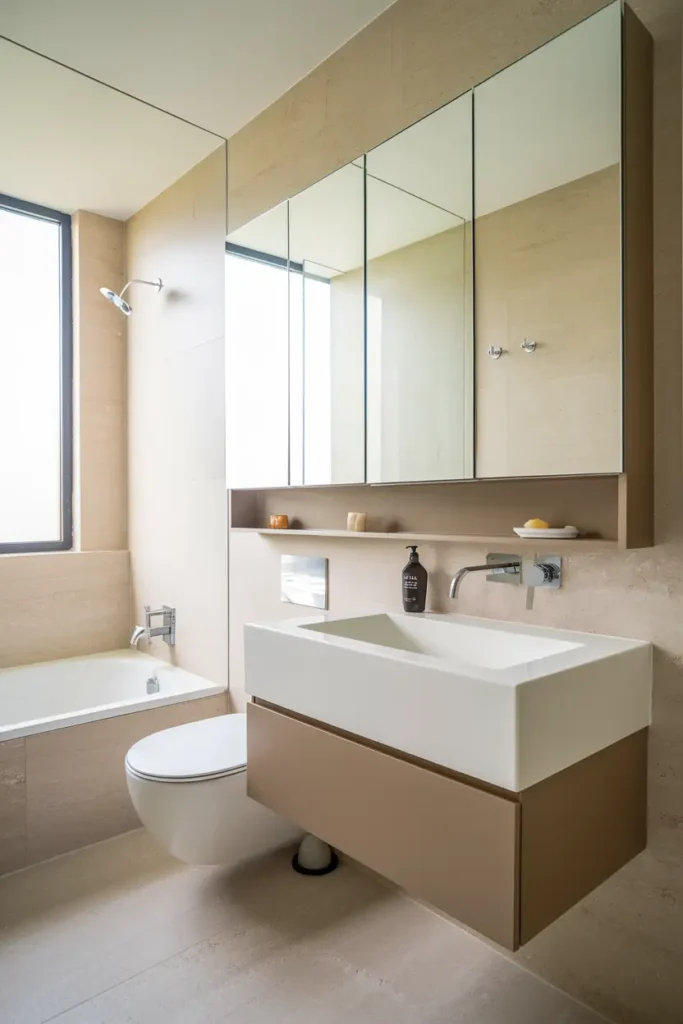 Mirrored Cabinets with Hidden Storage-modern bathroom cabinet ideas