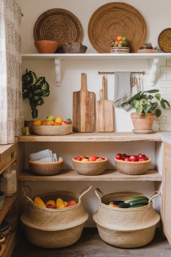 Natural Fiber Baskets-boho kitchen ideas