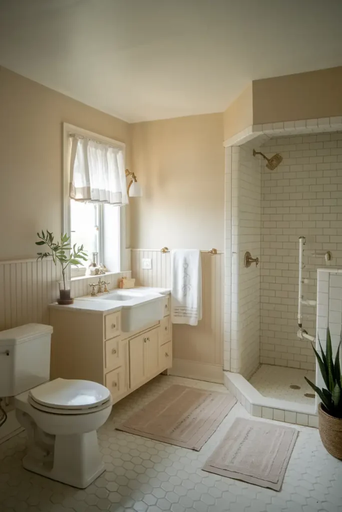 Off White-calming paint colors for a relaxing bathroom