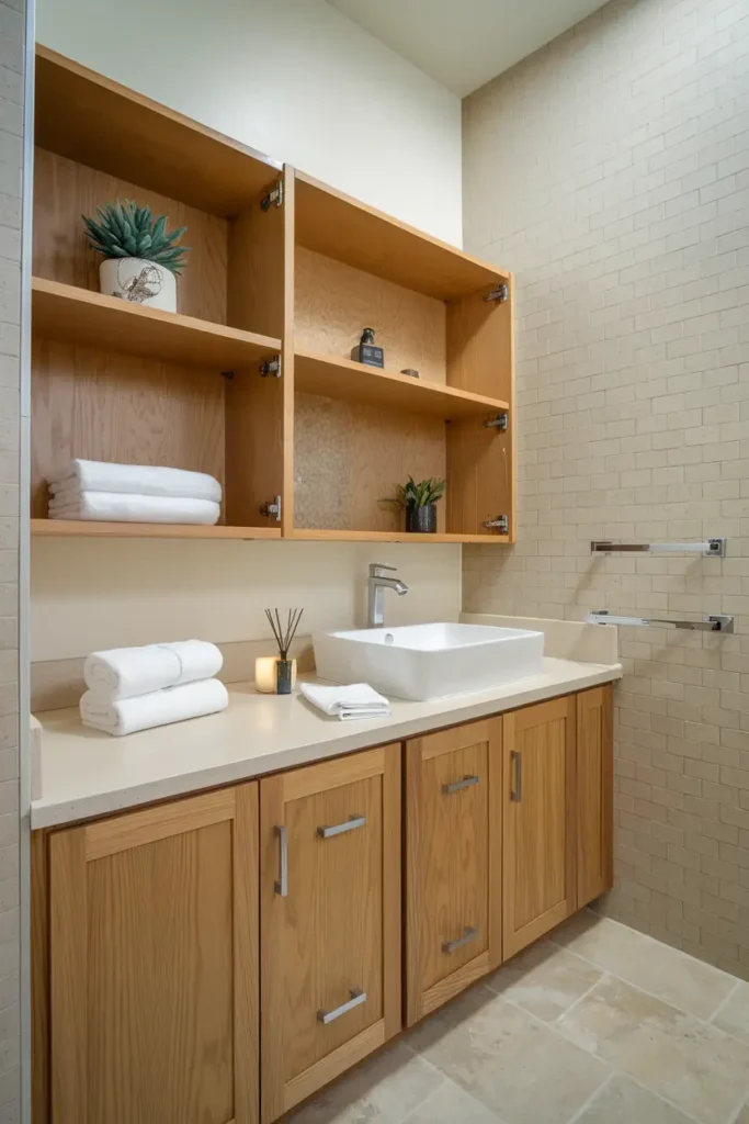 Open Shelving Cabinets-modern bathroom cabinet ideas