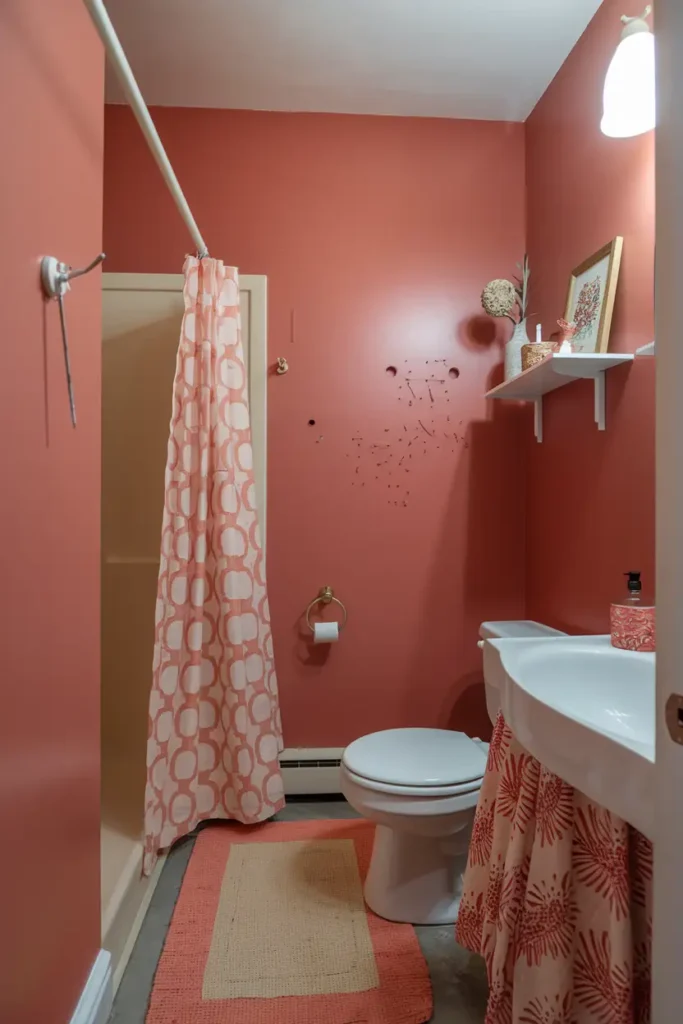 Playful Coral-best paint colors for a small bathroom