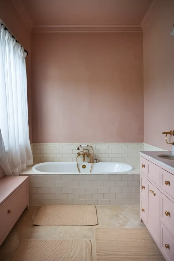 Powder Pink-calming paint colors for a relaxing bathroom