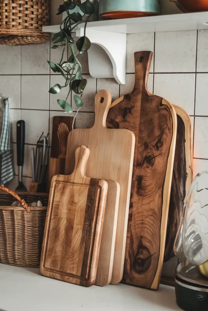 Rustic Wooden Cutting Boards-boho kitchen ideas