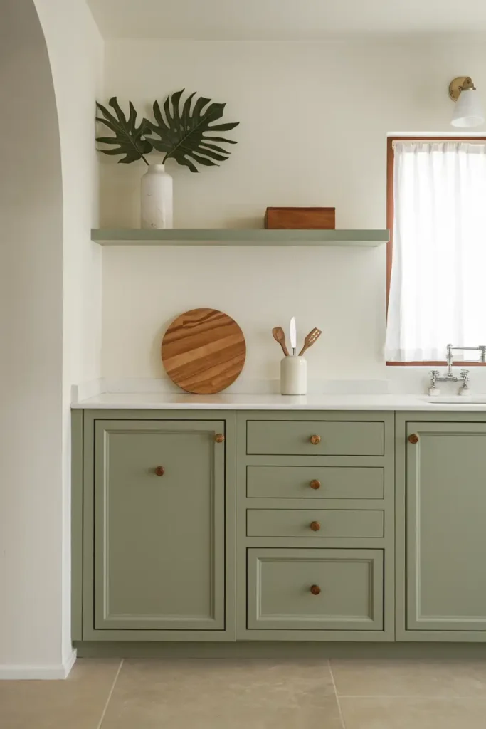 Sage Green-kitchen cabinet colors that hide dust