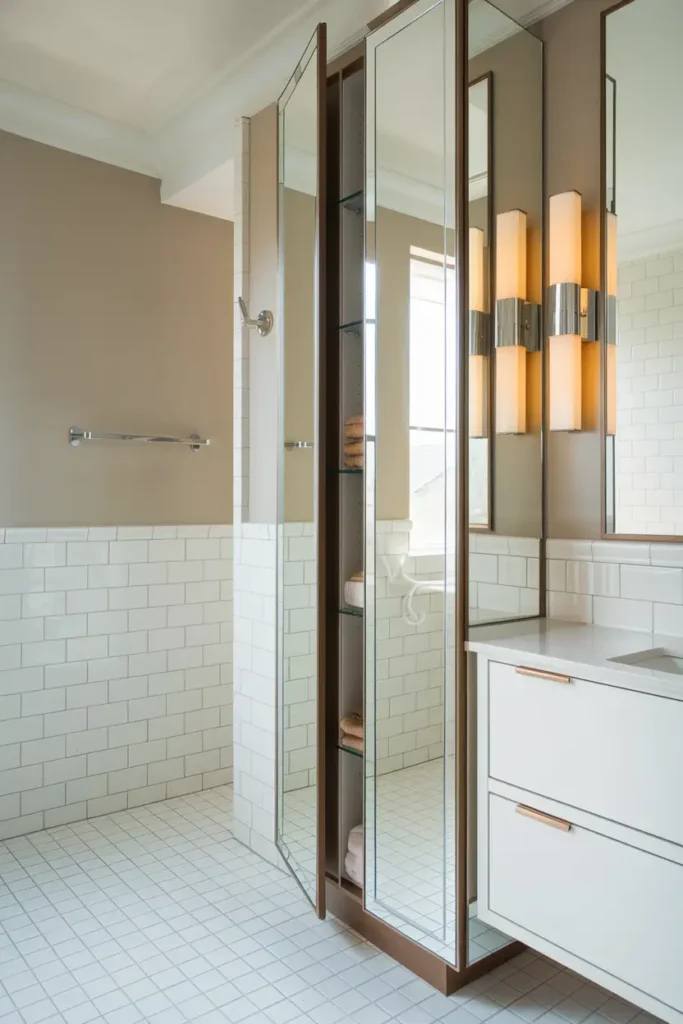 Slim Vertical Cabinets for Tight Spaces-modern bathroom cabinet ideas