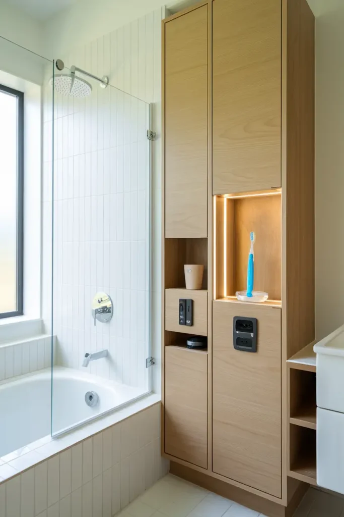 Smart Cabinets Equipped with Tech-modern bathroom cabinet ideas