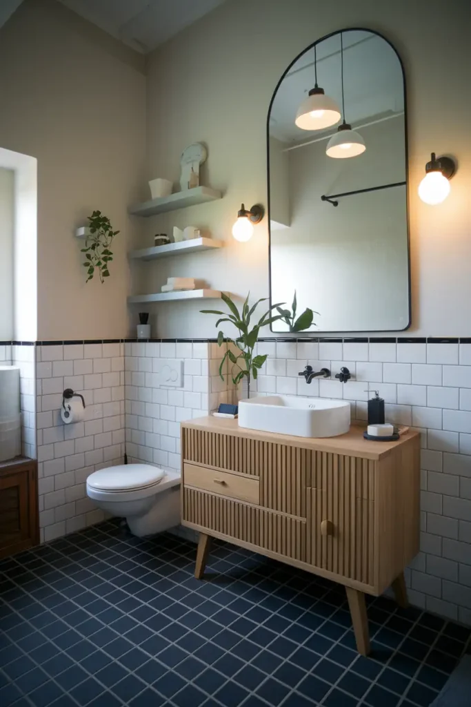 Soft Lighting for a Tranquil Atmosphere-japandi style bathroom idea