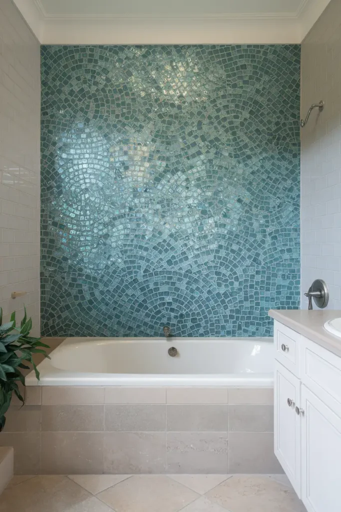 Turquoise Mosaic Backsplash-cool blues for refreshing bathroom decor
