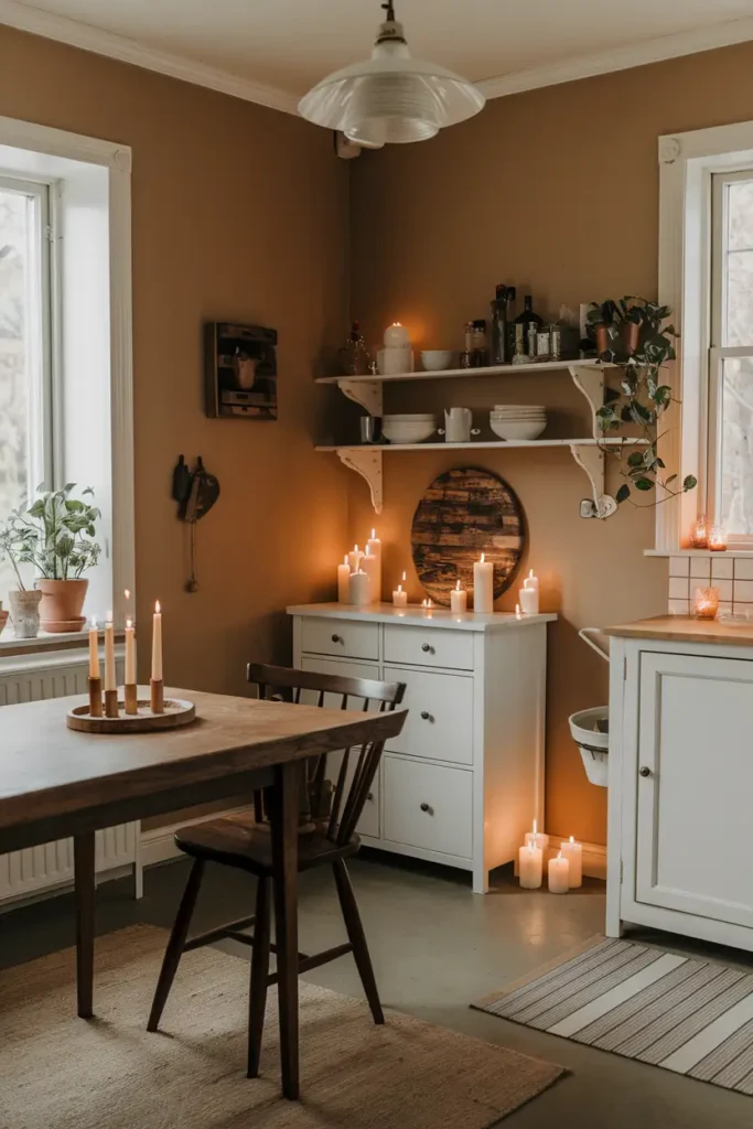 Use Candles for Instant Warmth-hygge kitchen ideas