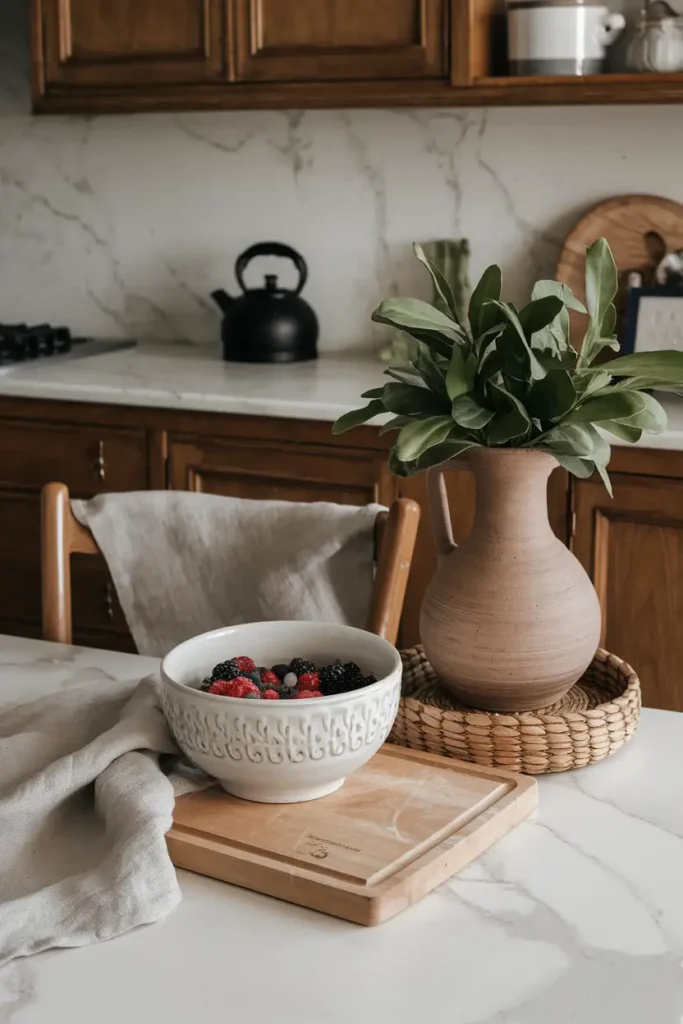 Use Clay and Ceramic Accessories-hygge kitchen ideas