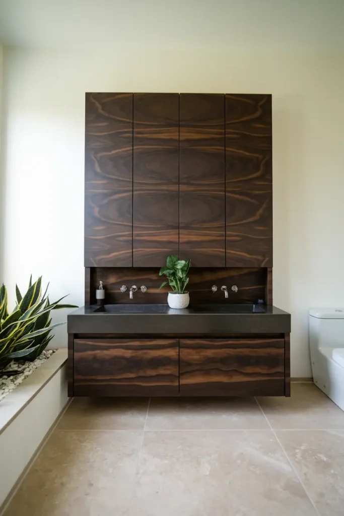 Wood-Grain Cabinets for Warmth and Texture-modern bathroom cabinet ideas