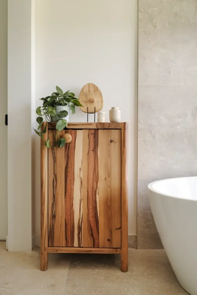 Wooden Cabinets with a Natural Finish-modern bathroom cabinet ideas