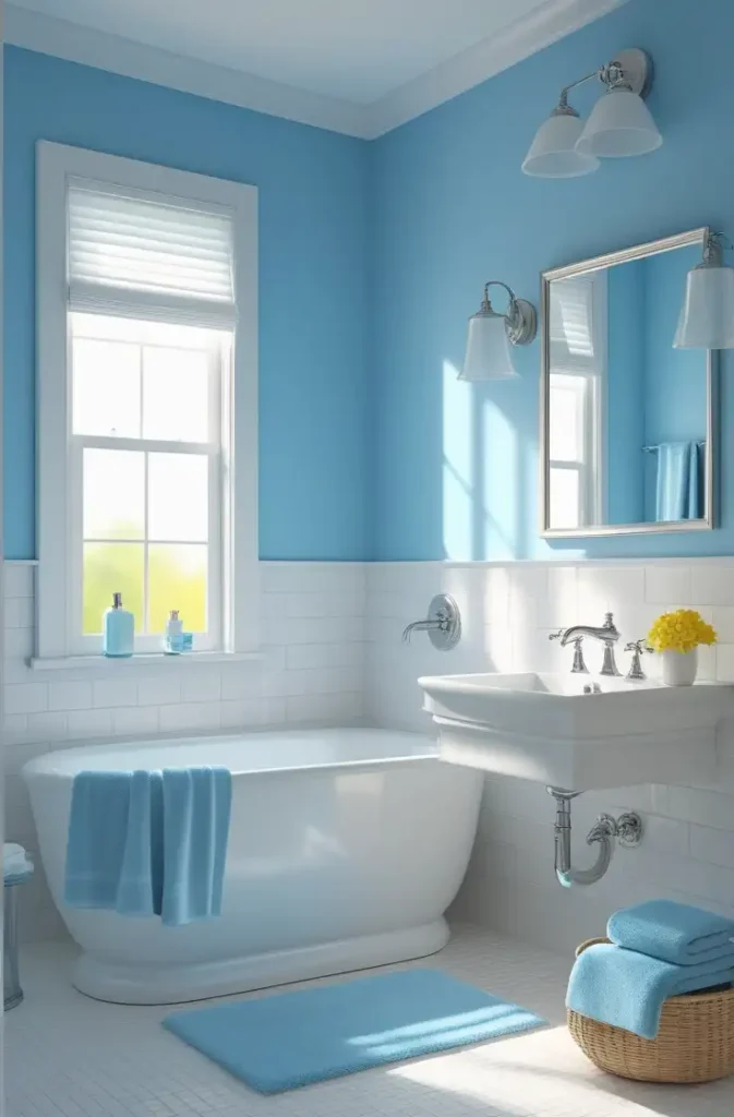 sky blue-best paint colors for a small bathroom