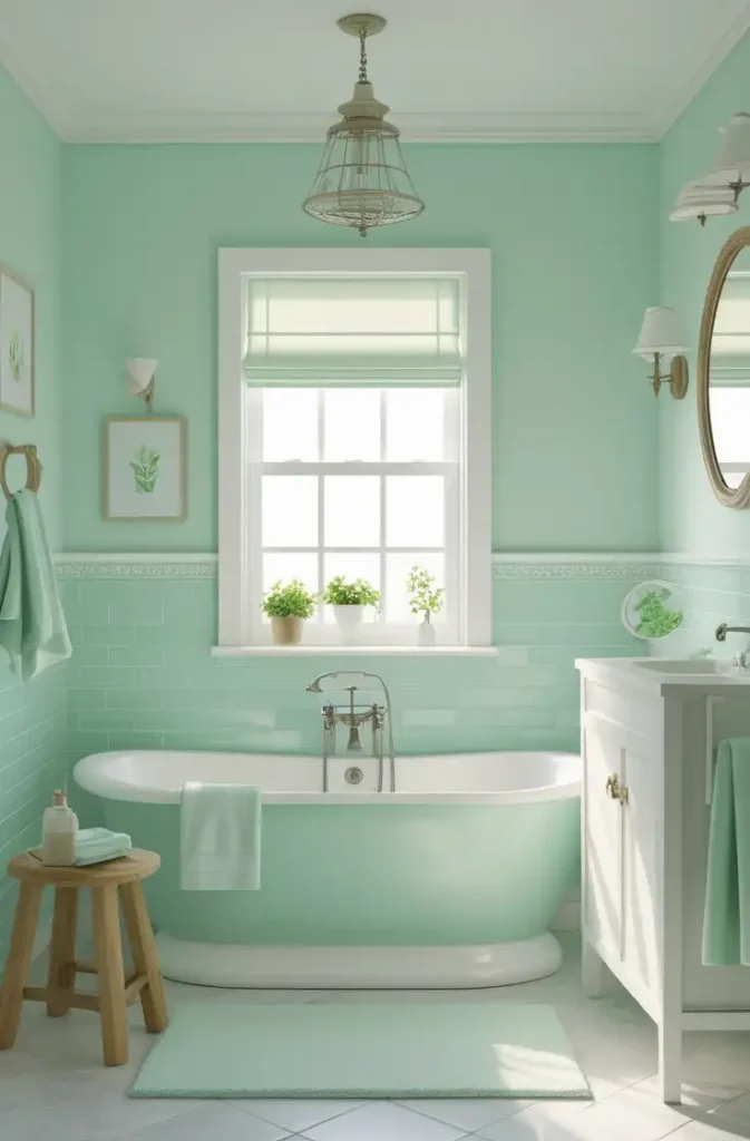soft mint-best paint colors for a small bathroom
