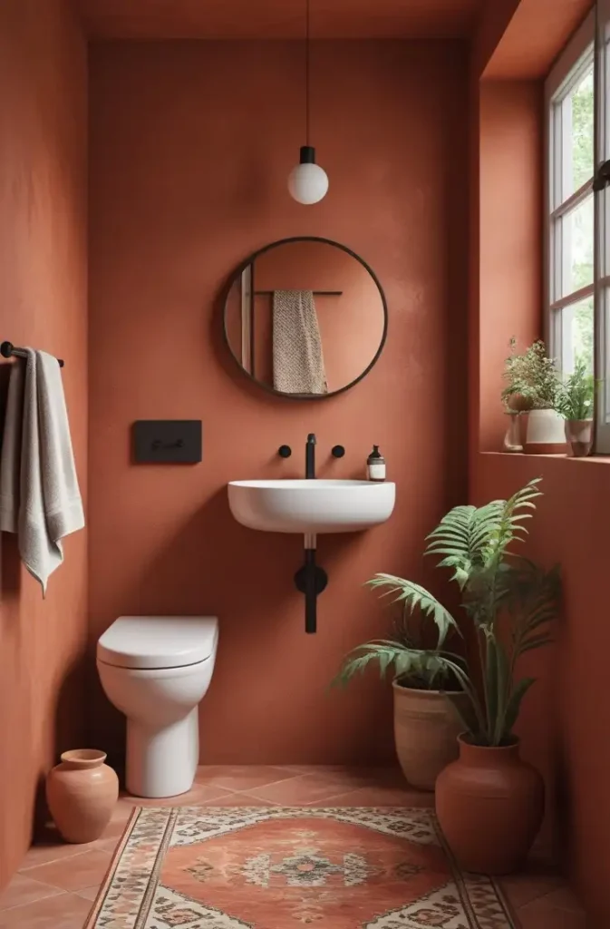 terracotta-best paint colors for a small bathroom