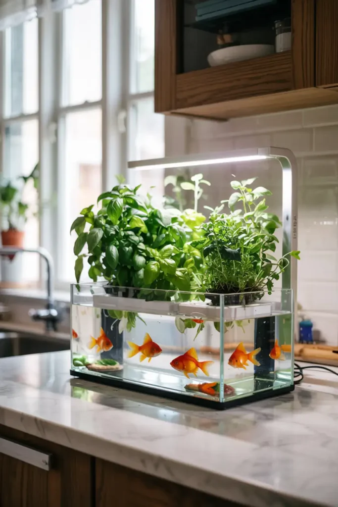 Aquaponics Counter System-diy indoor herb garden ideas