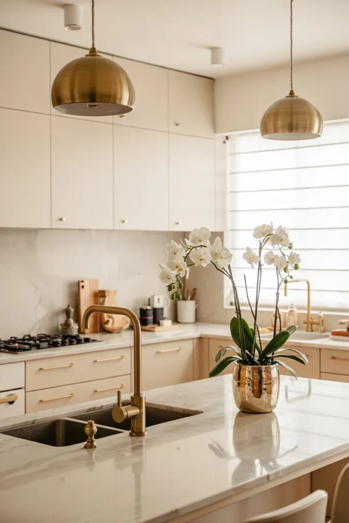 Beige + Brass-kitchen color combinations