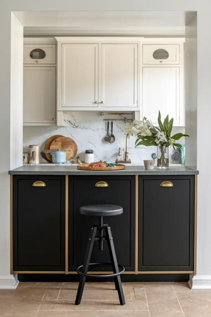 Black & Brass Combo Bar-diy breakfast bar ideas