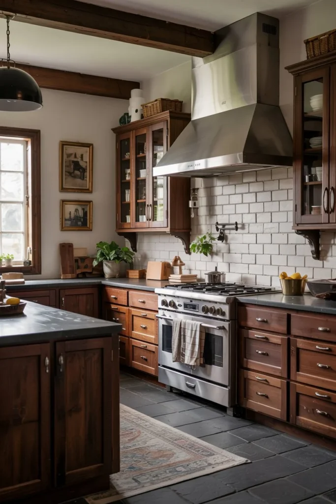 Chocolate Brown + Slate Gray-kitchen color combinations
