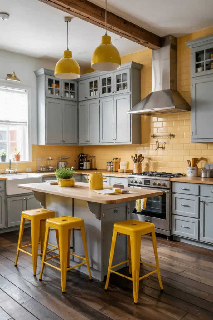 Cool Gray + Canary Yellow-kitchen color combinations