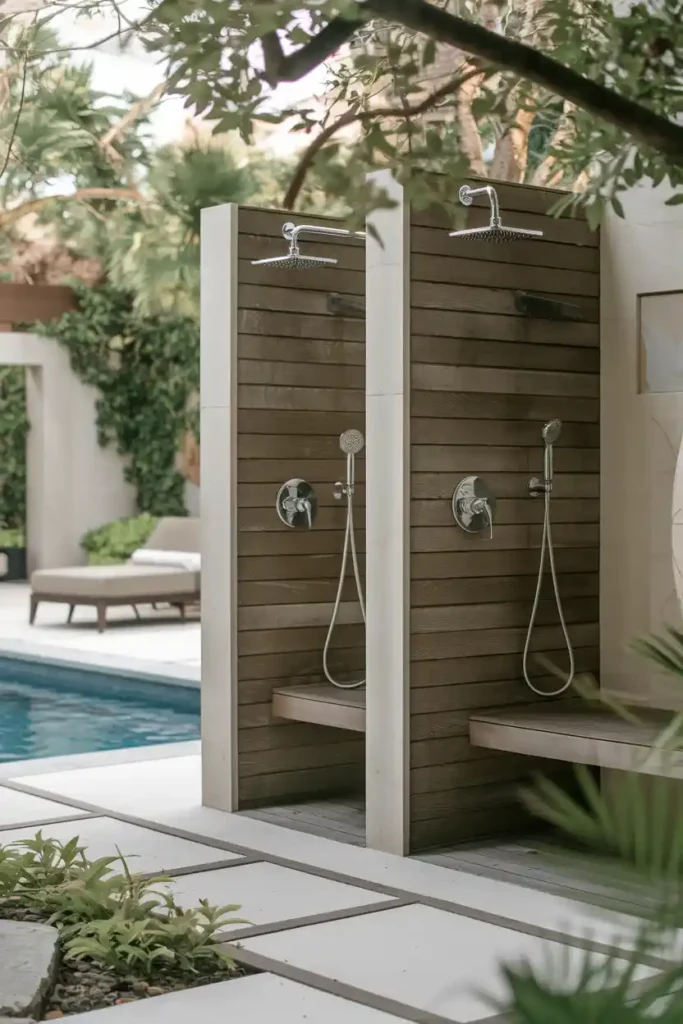 Dual Shower Heads-outdoor shower ideas