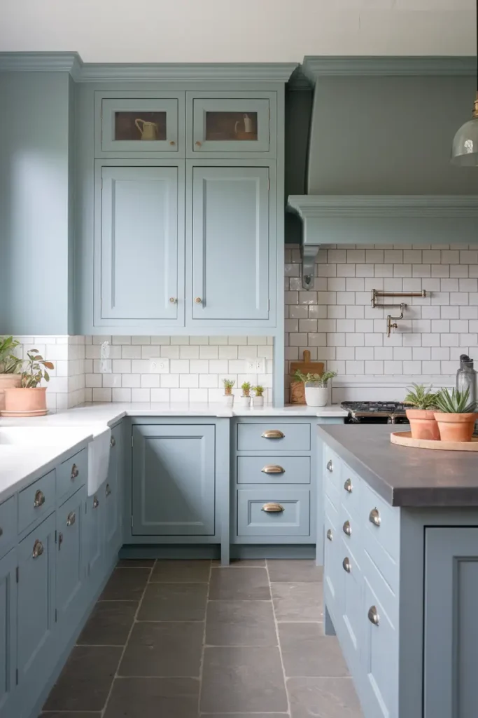 Dusty Blue-best paint colors for kitchen cabinets