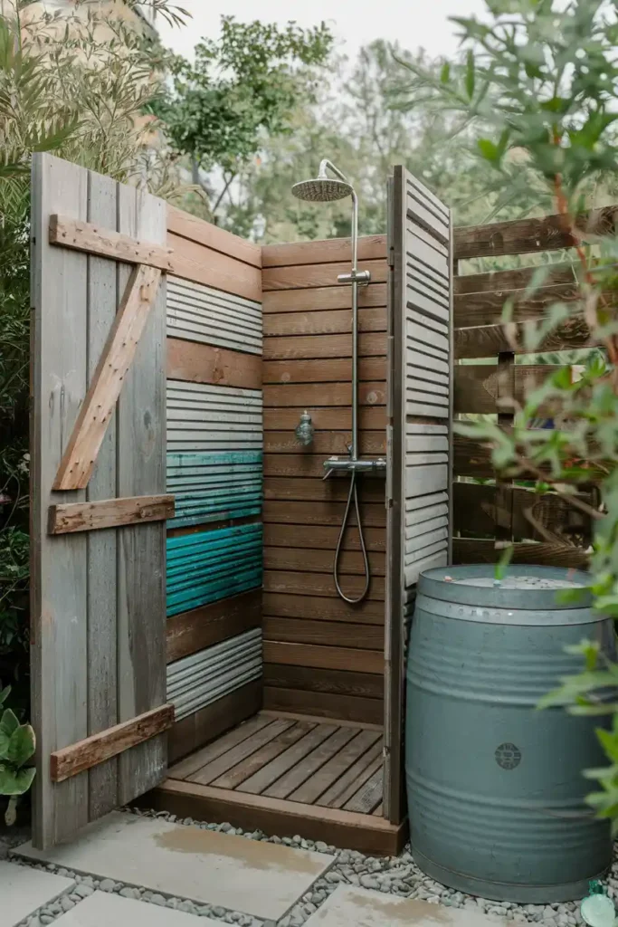 Eco-Friendly with Recycled Materials-outdoor shower ideas