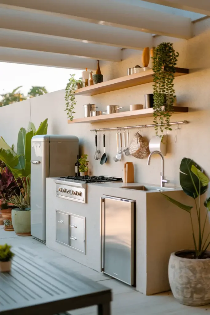 Floating Shelves-outdoor kitchen ideas