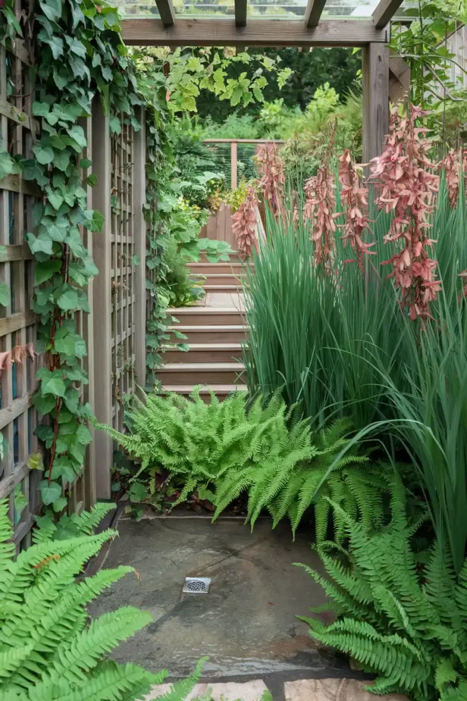 Garden Shower with Green Scenery