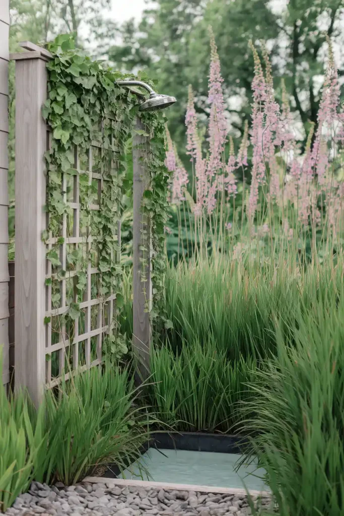 Garden Shower with Green Scenery-outdoor shower ideas
