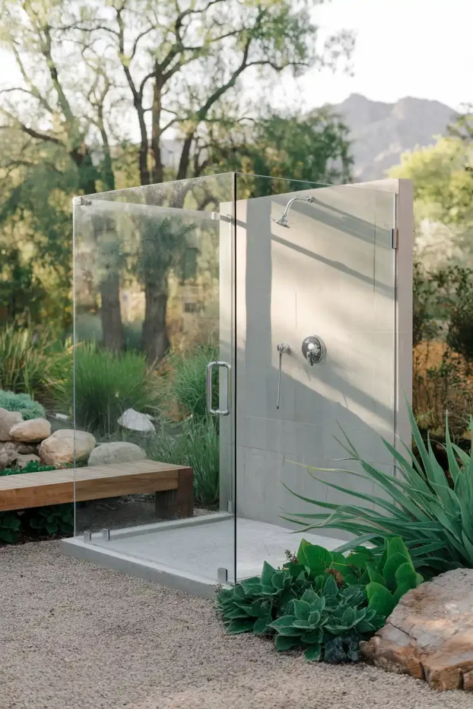 Glass-Enclosed Simplicity-outdoor shower ideas