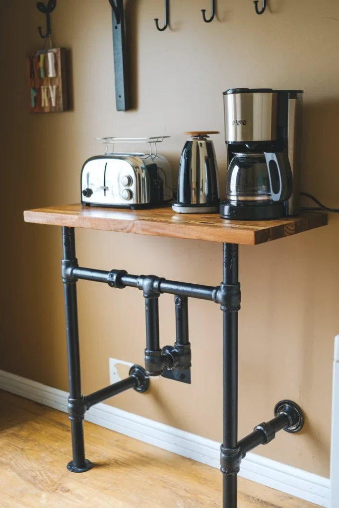 Industrial Pipe Breakfast Bar-diy breakfast bar ideas