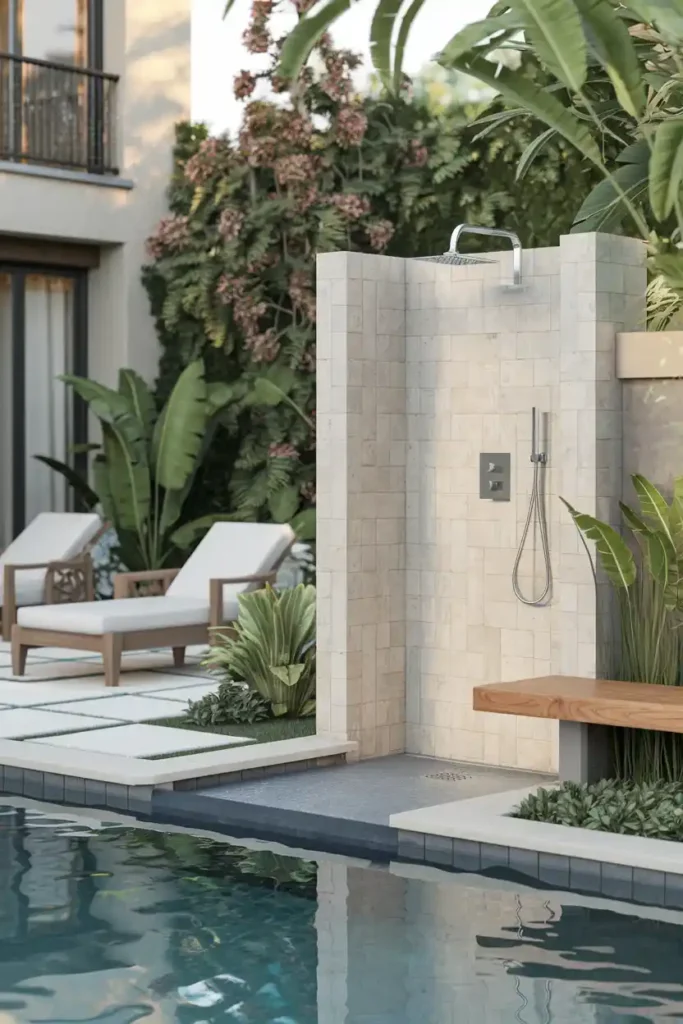 Luxury Poolside Addition-outdoor shower ideas