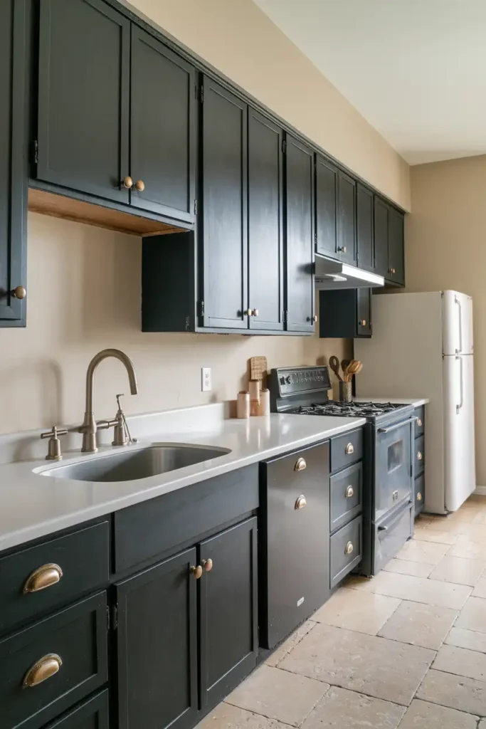 Matte Black for a Sophisticated Touch-black cabinet kitchen ideas