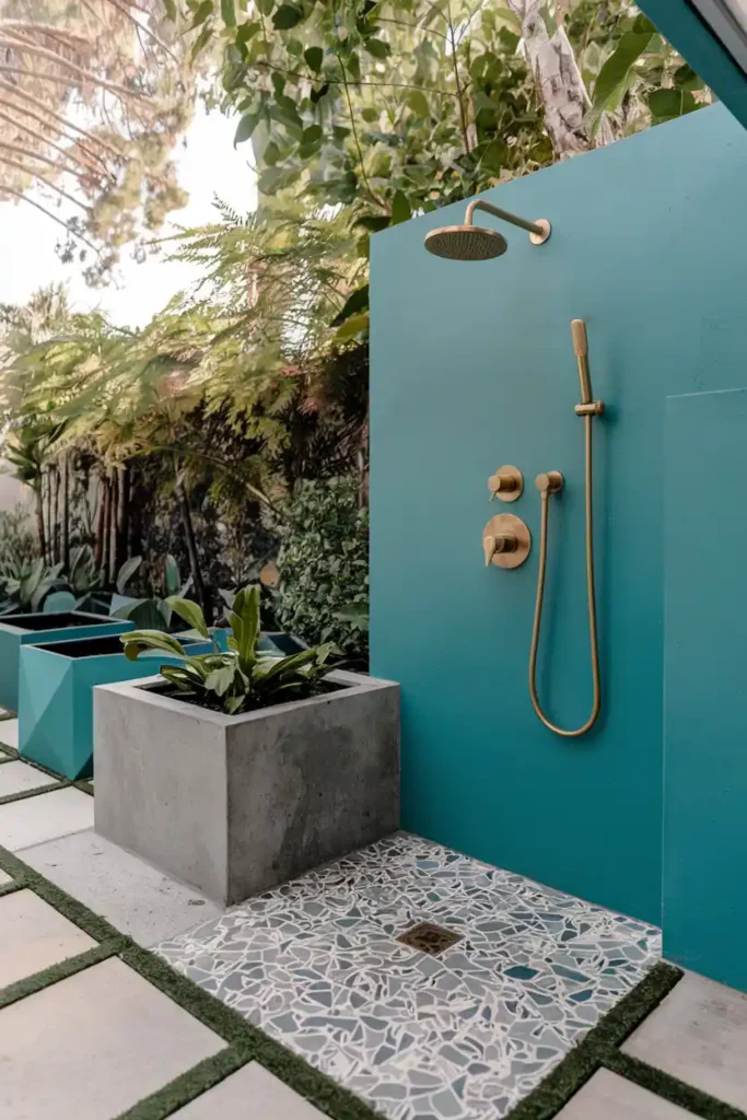Midcentury Modern Flair-outdoor shower ideas
