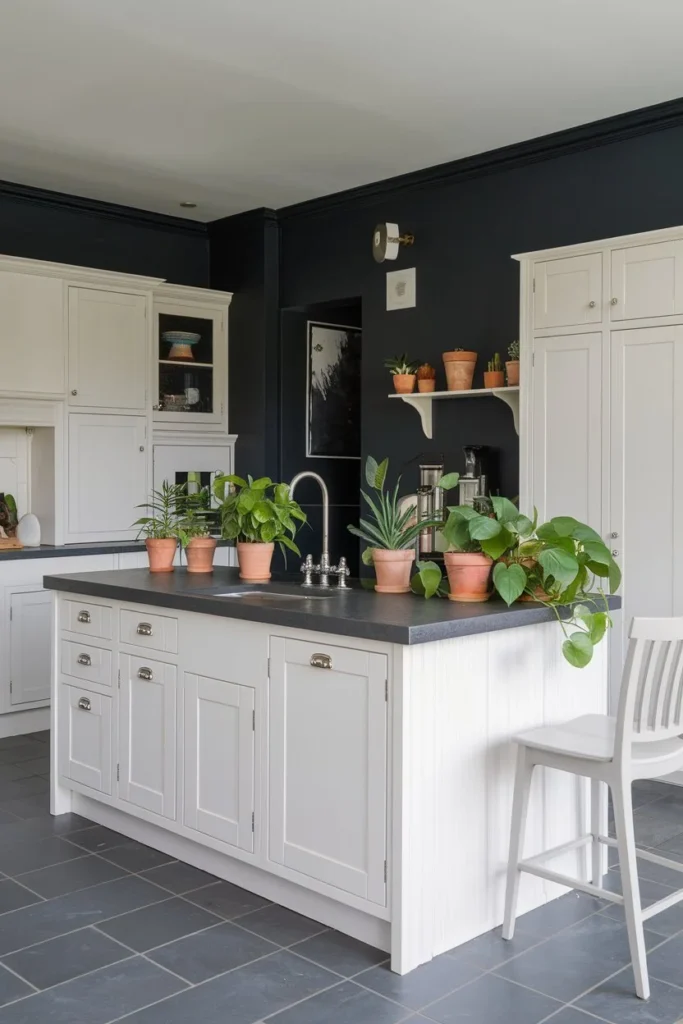 Navy Black-paint colors for white cabinet kitchens