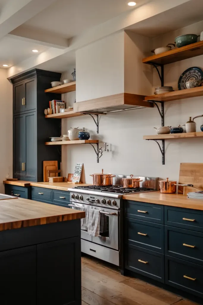 Navy Blue + Warm Wood