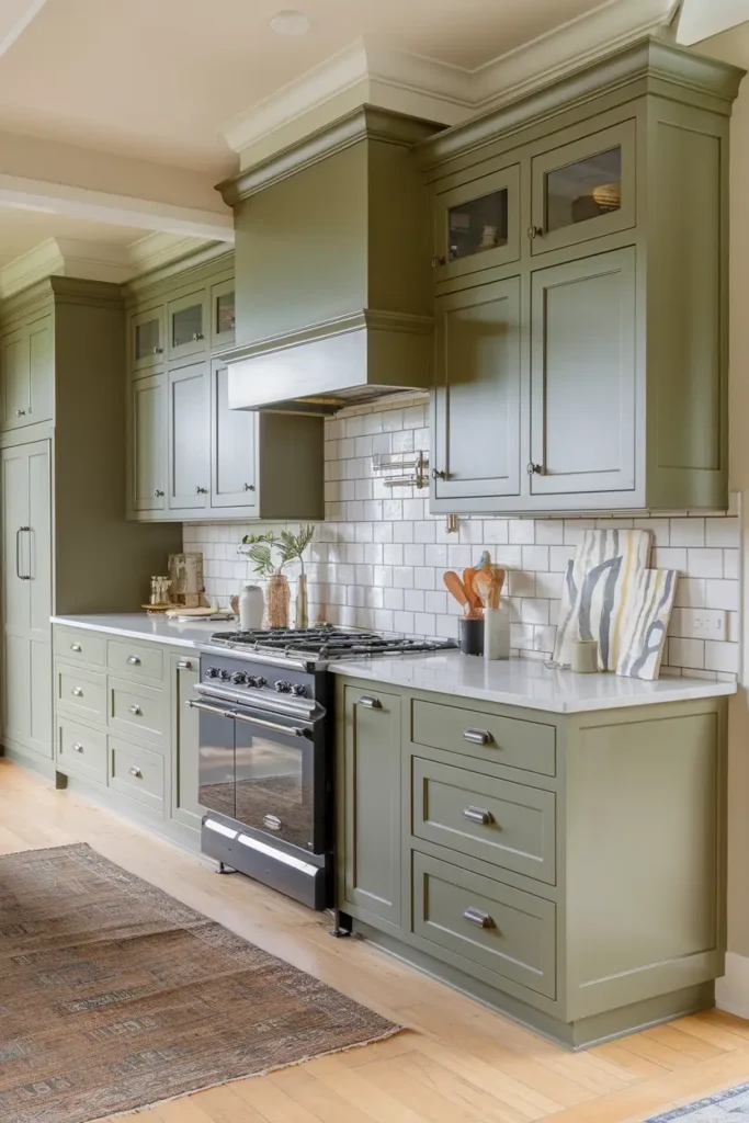 Olive Green-best paint colors for kitchen cabinets