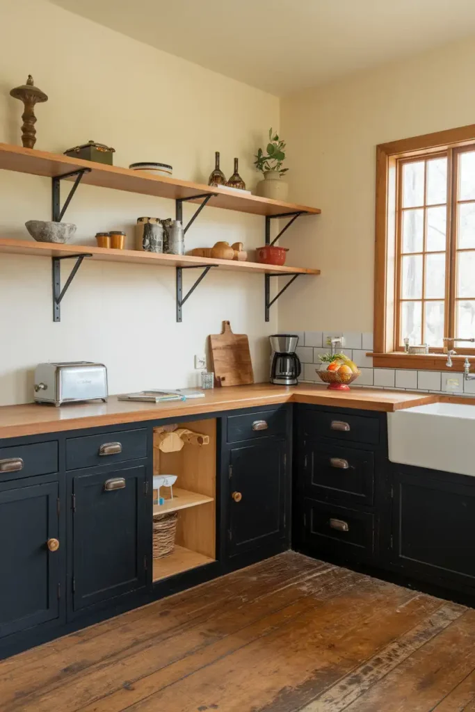 Pair Black with Warm Wood Tones