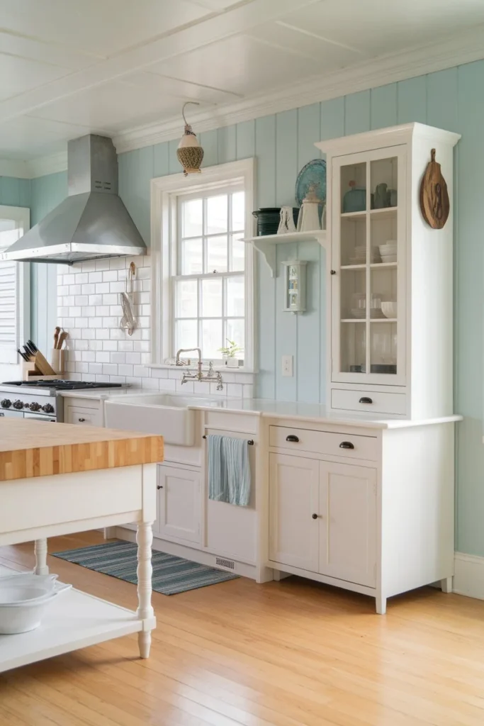 Pastel Blue-paint colors for white cabinet kitchens